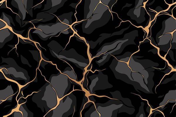 Black and gold marble seamless pattern. Elegant illustration for modern design, luxury packaging, branding, and wallpapers.