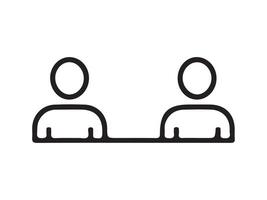 Simple Line Art of Two People Separated by a Distance vector
