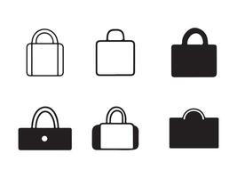 Simple Black and White Bag Icons for Design Projects vector