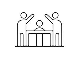 Three people supporting a central figure in a simple design vector