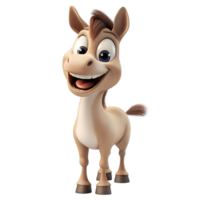 A happy animated donkey with a cheerful expression and large eyes png