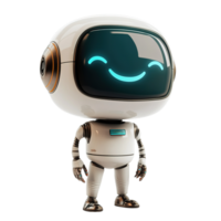 A smiling friendly robot character with advanced technological features png