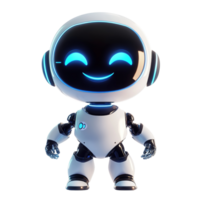 A friendly and smiling cartoon robot displays joyful and happy features png