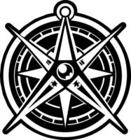 A glyph style icon of star compass symbol vector