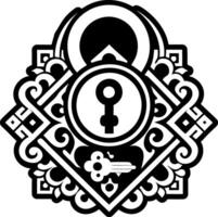 A glyph style icon of monastery lock symbol vector