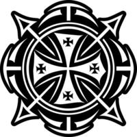 A solid style icon of knight cross symbol vector