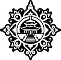 A solid style icon of jokhang temple symbol vector