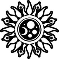 A sun with a moon and stars on it vector