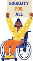 Flat style illustration of a protesting disabled woman vector