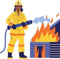 A flat style illustration of a female firefighter vector