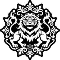 A solid style icon of lion crest artwork vector