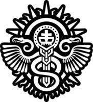 A filled style icon of aztec serpent symbol vector