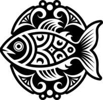 A solid style icon of aztec fish symbol vector