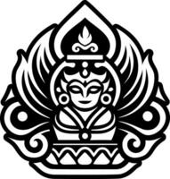 A black and white image of a buddha vector