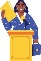 Flat style illustration of a woman doing speech vector