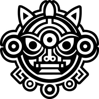 A filled style icon of aztec culture symbol