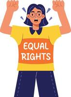Flat style illustration of protesting woman wearing slogan short vector