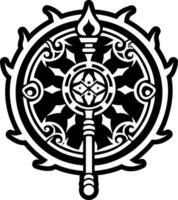 A solid style icon of sacred staff symbol vector