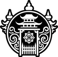 A solid style icon of monastery gate tattoo vector