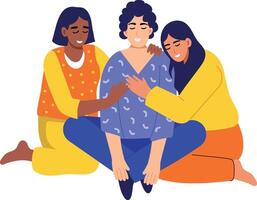 Flat style illustration of women comforting their friend vector