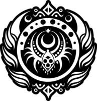 A filled style icon of shaman moon tattoo vector