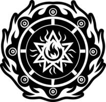 A solid style icon of fire circle symbol vector