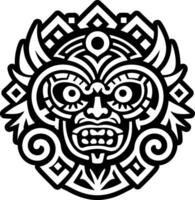 A solid style icon of mayan mask tattoo vector