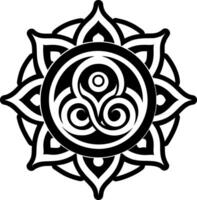 A glyph style icon of sacred swirl symbol vector