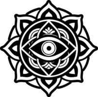 A filled style icon of third eye tattoo vector