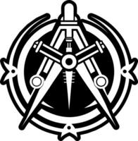 A glyph style icon of drawing compass symbol vector