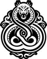 A solid style icon of water snake tattoo vector
