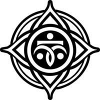 A filled style icon of tibetan language tattoo vector
