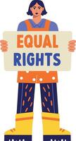 Flat style illustration of a woman protesting for equal rights vector