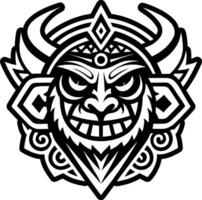 A solid style icon of shaman head symbol vector
