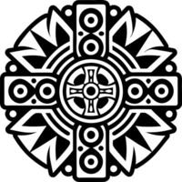 A filled style icon of aztec cross tattoo vector