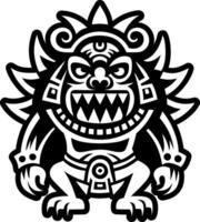 A solid style icon of aztec monster tattoo vector