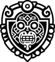 A solid style icon of aztec shield tattoo vector