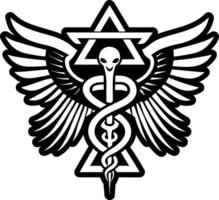 A solid style icon of caduceus symbol vector