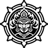 A solid style icon of tibetan warrior symbol vector