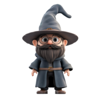 An animated wizard with spectacles and a distinguished beard is standing png