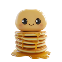 A smiling character sits atop a stack of delicious pancakes png