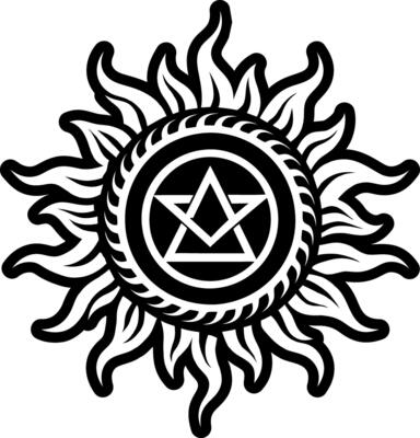 A filled style icon of blazing sun symbol