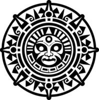 A glyph style icon of aztec sun symbol vector