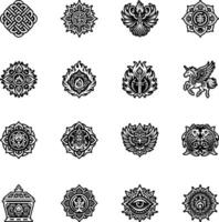 A set of black and white symbols for use in design vector