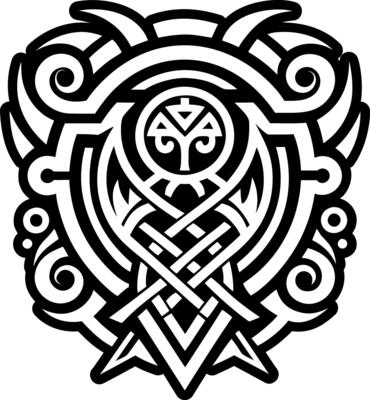 A solid style icon of curved stelae tattoo