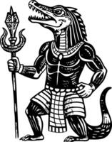 Ancient egyptian crocodile with spear vector