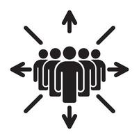Group of People with Arrows Representing Movement and Collaboration Editable Illustration Isolated on a White Background for Digital Use vector