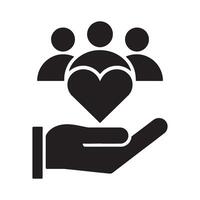 Hand Holding Heart with People Icons Representing Care and Support Editable Illustration Isolated on a White Background for Digital Use vector