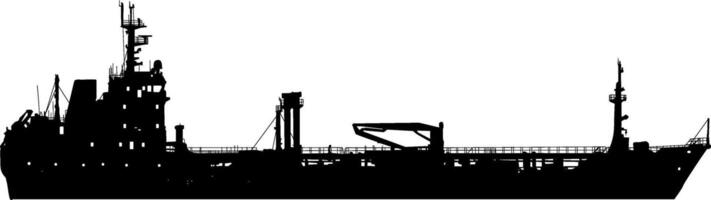 Silhouette a white background of a transport ship. vector