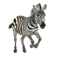 A striking zebra is captured in motion while running forward png